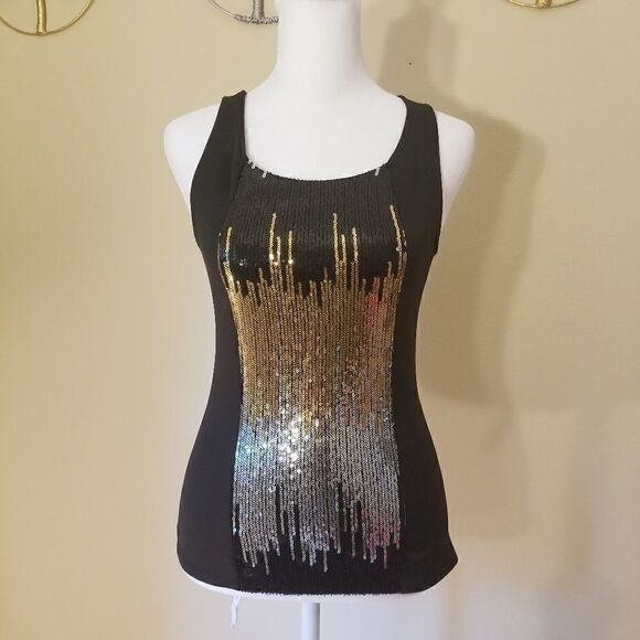 Tag 1080 black gold sequin front panel. Size S - Picture 1 of 9